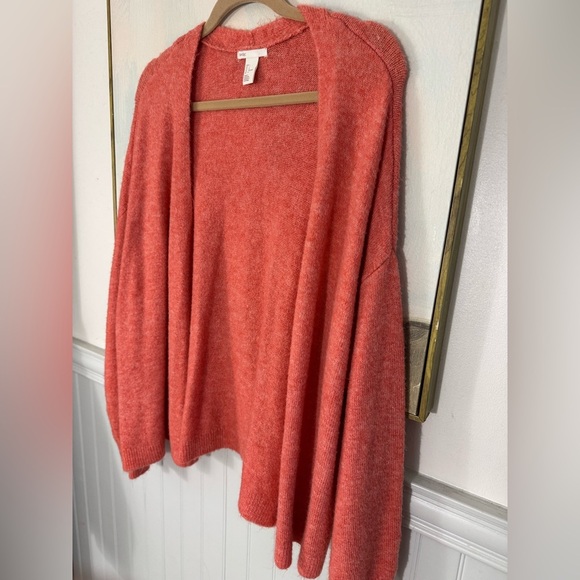 H&M Basics Long Soft Orange Open Cardigan Size Large - Picture 4 of 7